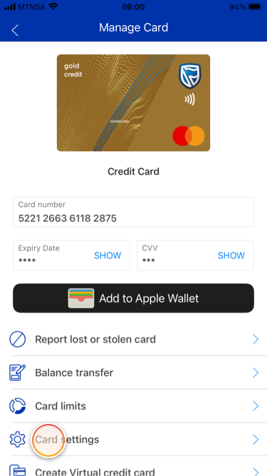 How to manage your card on the app | Standard Bank